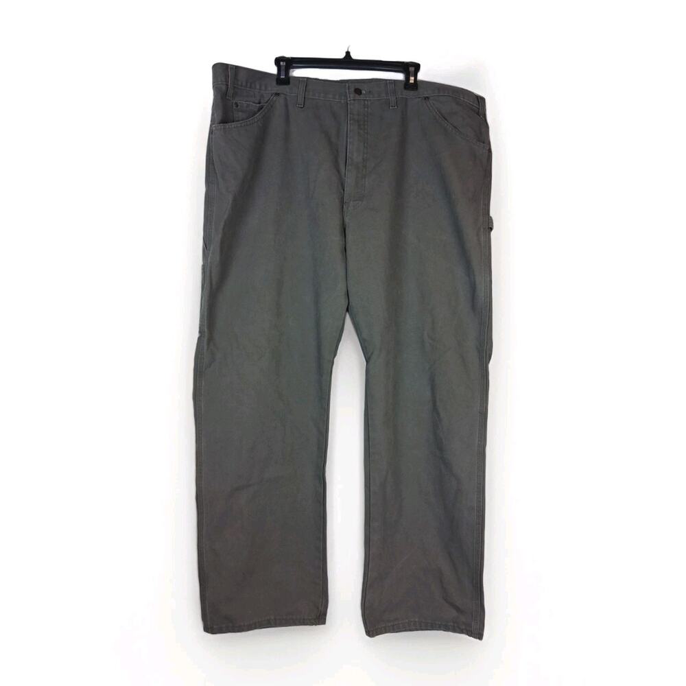 Dickies Pants Men's 44x32 Green Canvas Carpenter Regular Fit‎ Cotton Work Wear